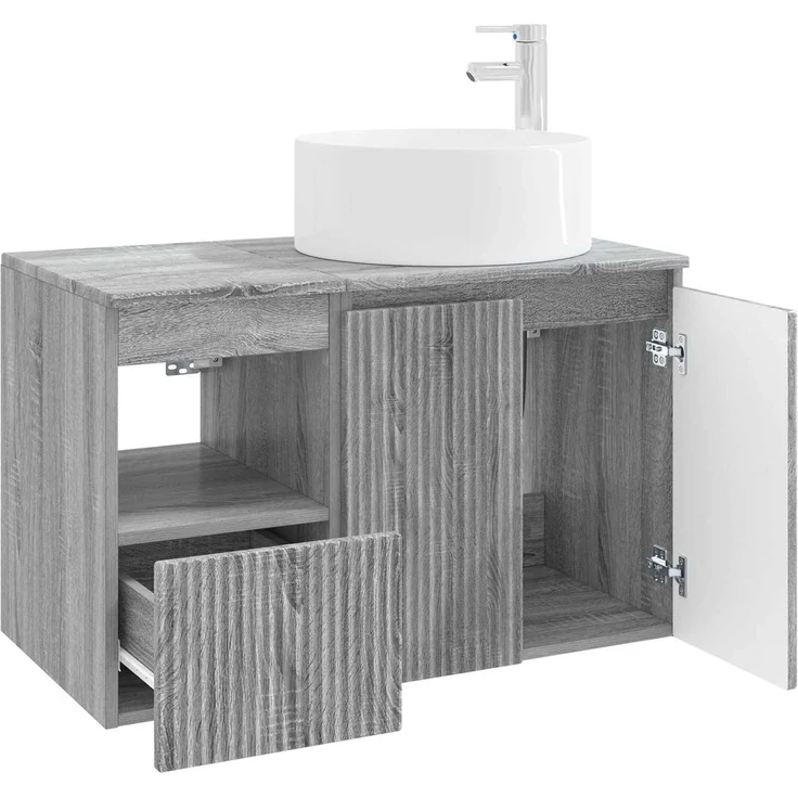 vidaXL Badezimmerschrank-Set 2 stk. Grau Sonoma 79,5 x 44,5 x 80 cm 3404110 – Bild 4