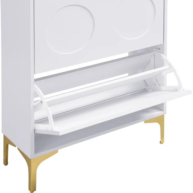 Schuhschrank aus MDF mit Klappfächern, 63x24x120 cm, Weiß – Bild 10
