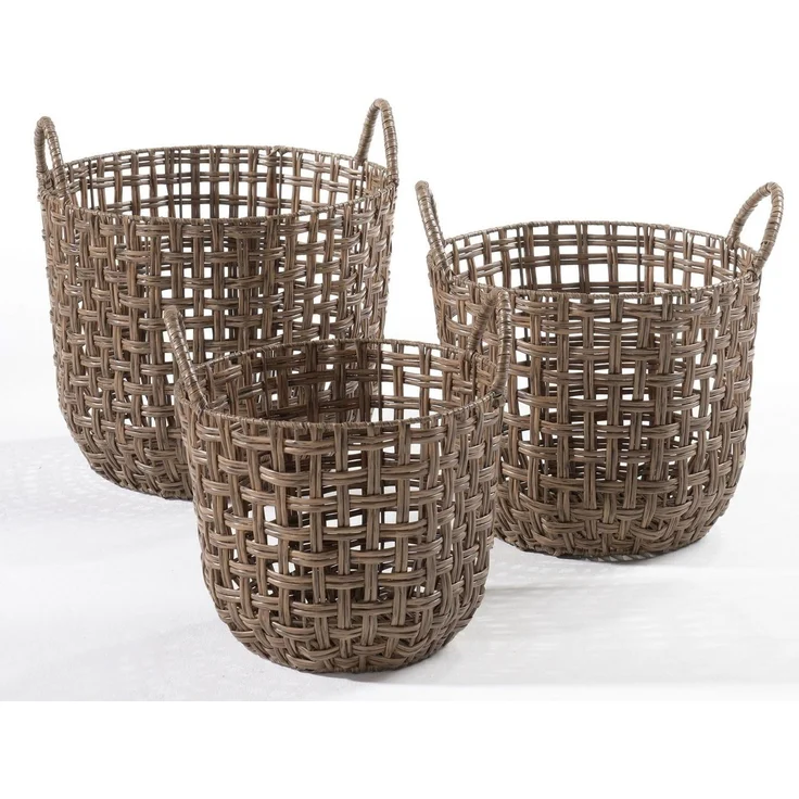 casa NOVA Aufbewahrungskorb LEDAS, Ø 26 cm, H 32 m, Braun, Kunststoffgeflecht (1 St) – Bild 1