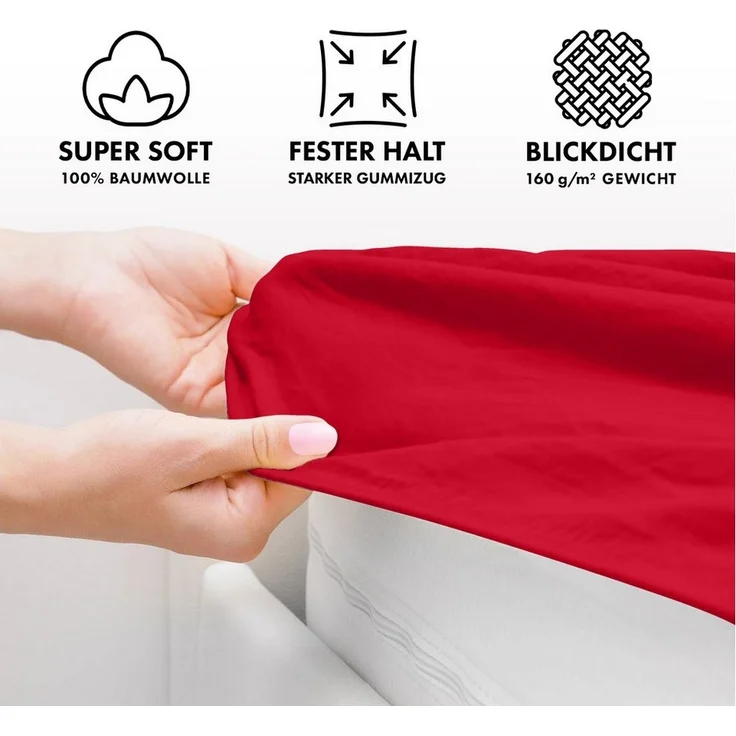 Jacobson Spannbettlaken BOXSPRING & ÜBERLÄNGE aus 100% Baumwolle, für hohe & lange Matratzen, Jersey Bettlaken 160 g/m², OEKO-TEX® – Bild 2