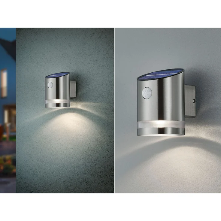 Reality Leuchten LED Solar Außenwandleuchte Salta R22231107, Metall Nickel matt, inkl. 3 Watt LED, Bewegungssensor – Bild 1