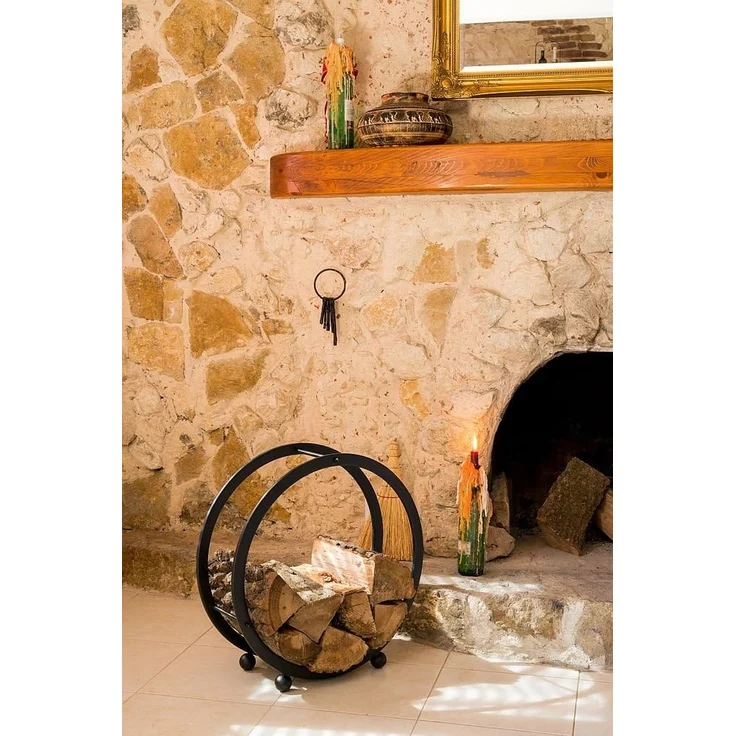 Kaminholzregal Kaminholzständer Rund D-55cm Holzkorb Kaminholzhalter Holzregal – Bild 5