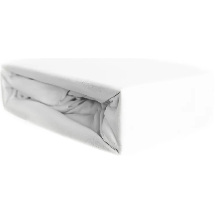 Jersey Spannbettlaken, 100% Baumwolle, 90-100x200 cm + 25 cm Rundumgummizug Weiß – Bild 1