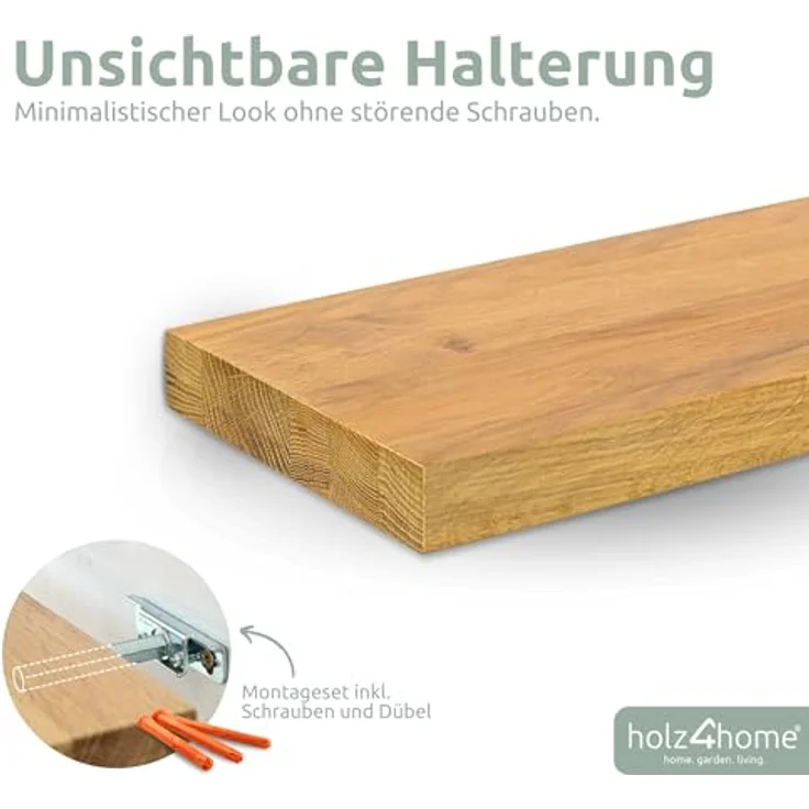 Wandregal / Regalbrett - Eiche natur - 40 x 22 x 4 cm – Bild 6