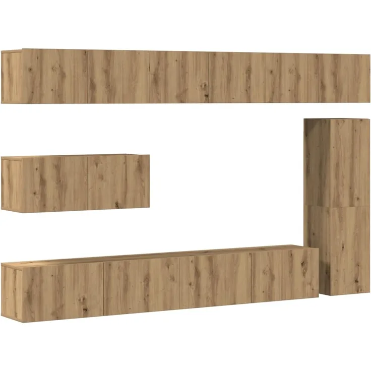 vidaXL 7-tlg. TV-Schrank-Set Wandmontage Artisan-Eiche Holzwerkstoff 3329214