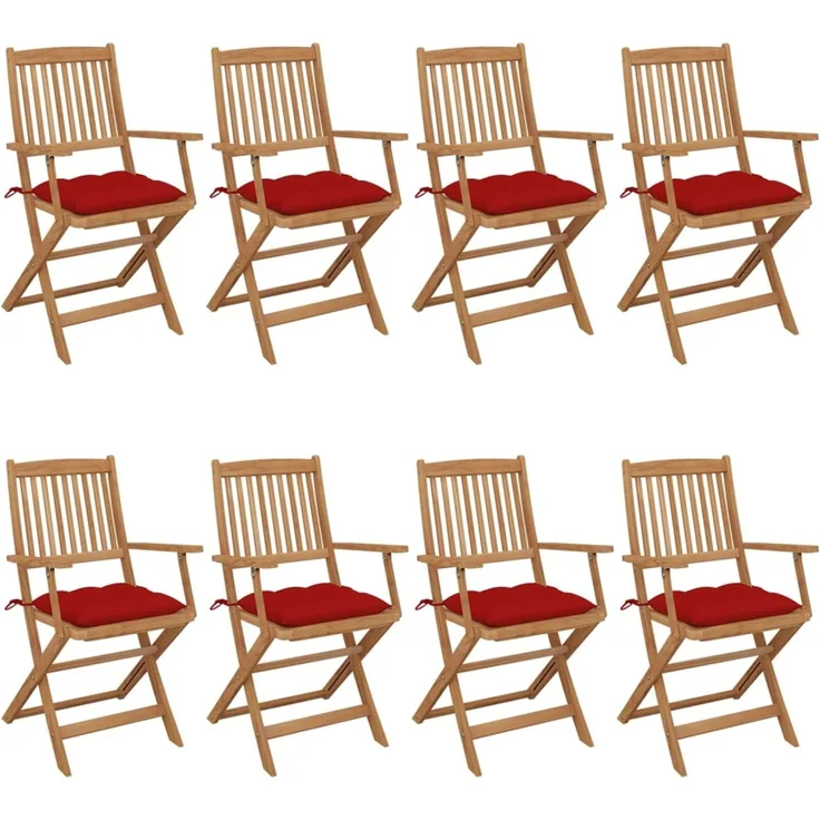 vidaXL Klappbare Gartenstühle 8 Stk. mit Kissen Massivholz Akazie 3074988