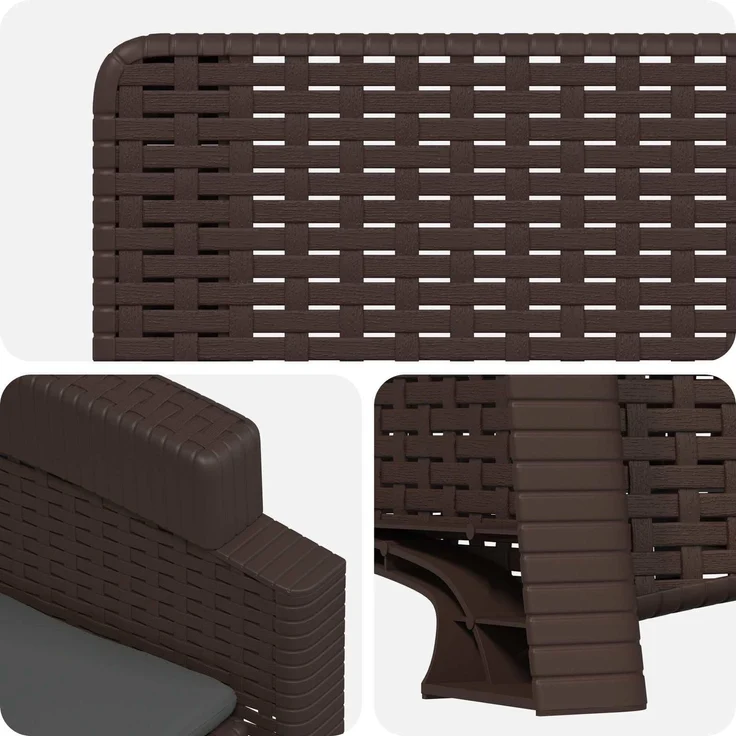 vidaXL Liegesessel Garten Rattan-Optik Braun und Anthrazit PP 8012005 – Bild 6