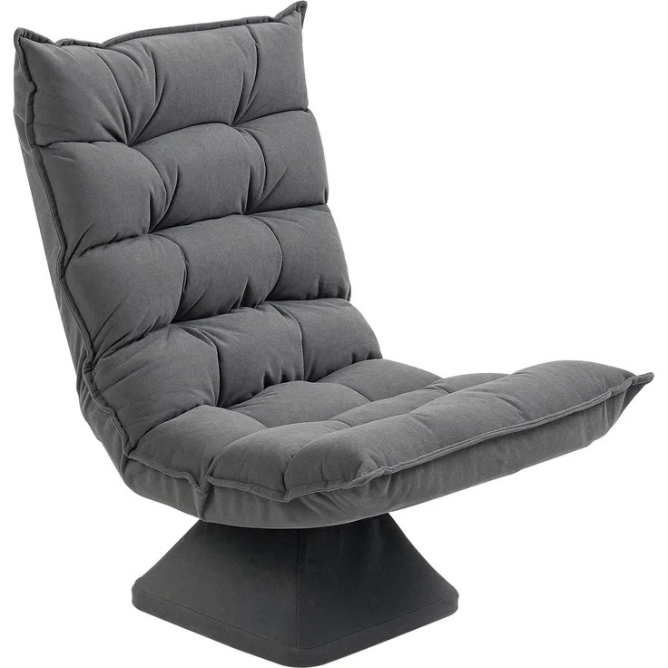 Wohnora-Bequemer Designer-Loungesessel, gepolstert, verstellbare Rückenlehne, 360° drehbar, meliertes Grau,H 95cm x T 62cm x B 70cm