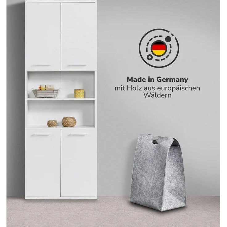 mokebo Hochschrank Der Kapitän (mit 5 Einlegeböden) hoher Badschrank oder Badezimmerschrank Weiß mit 65cm Breite – Bild 2