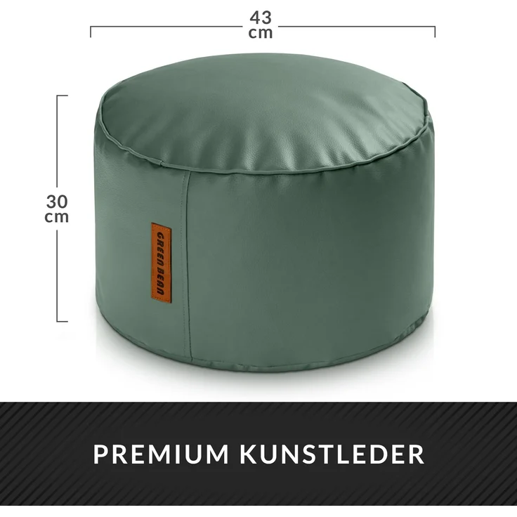 Green Bean® Sitzhocker aus Kunstleder - Pouf mit EPS Perlen Füllung - 43 x 30 cm - perfekte Ergänzung zum Sitzsack - Taubenblau – Bild 4