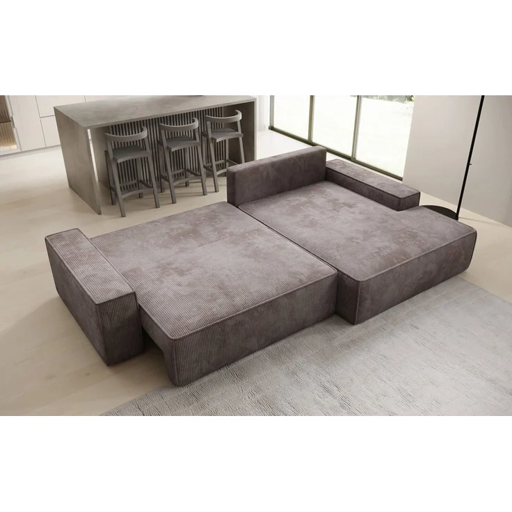 Luxusbetten24 Schlafsofa Designer Sofa Verona mit breiter Ottomane, mit Schlaffunktion und Stauraum – Bild 4