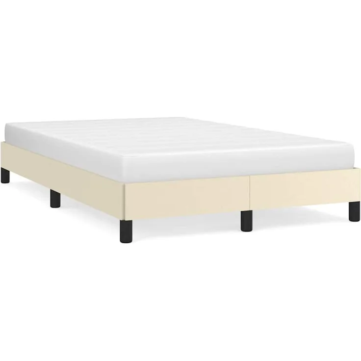 Einzelbettgestell Design für Erwachsene ohne Matratze Creme 120x190 cm Kunstleder d4264e