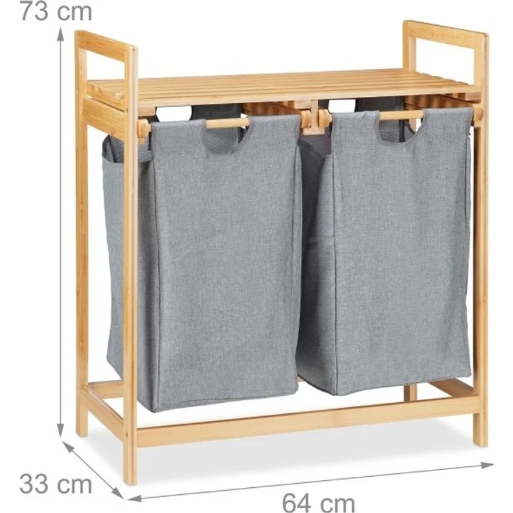 Wäschekorb 2 Fächer mit Ablage – Bild 4