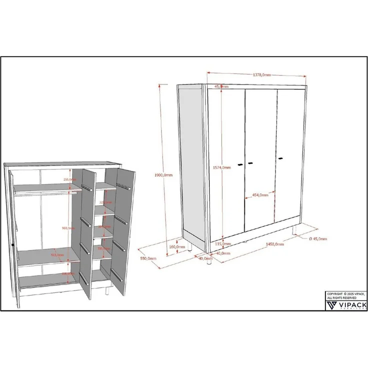 Einzelbett Set 90x200 Keeley Buche Weiß Massivholz Schrank Komfort – Bild 7