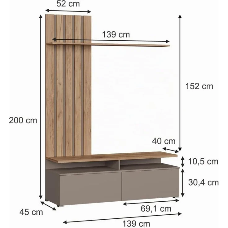 Wohnwand Harro Goldkraft Eiche/Anthrazit Vicco – Bild 2