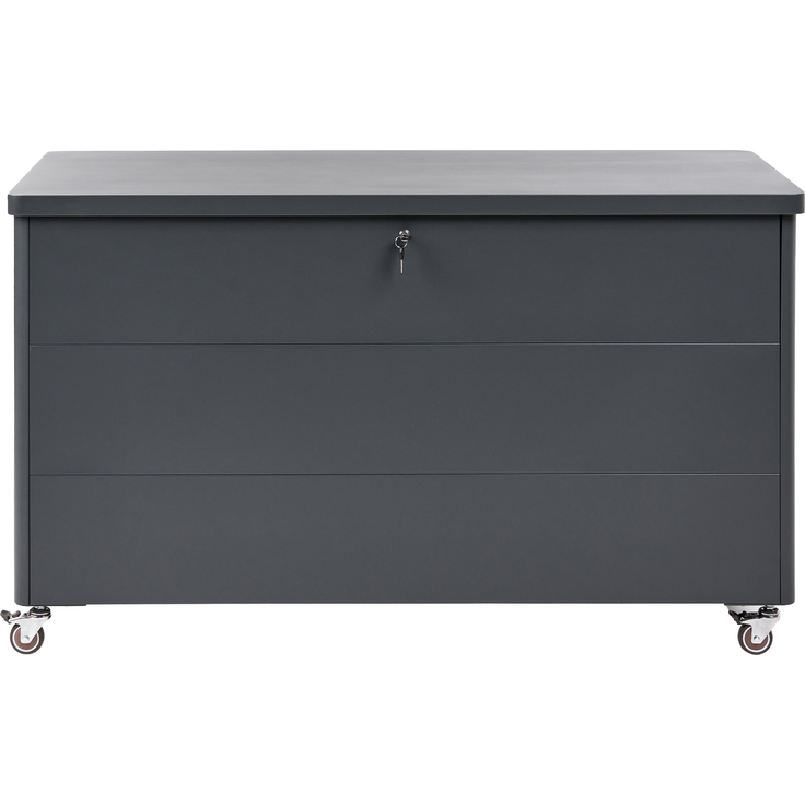 Aufbewahrungsbox KYMI 136 cm 55 cm Metall mit Rädern Dunkelgrau – Bild 5