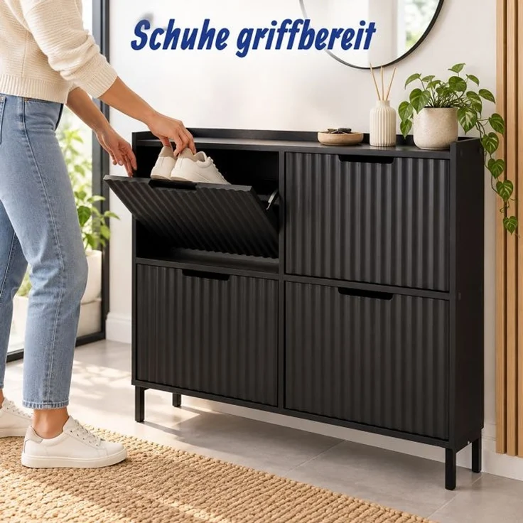 Relaxdays Schuhkipper geriffelt mit 4 Fächern – Bild 3