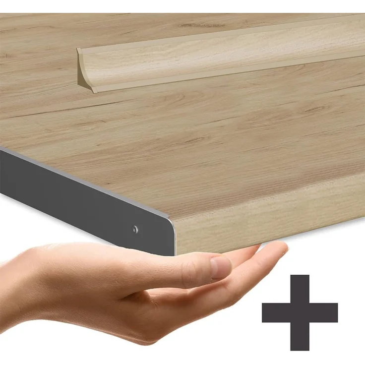 Eckküche Fame-Line Dunkelgrau/Goldkraft Eiche 190 x 160 cm, AP Eiche Vicco – Bild 4