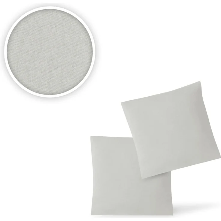 Jersey Kissenbezug, 2er Set, Baumwolle, Silber, 80x80 cm – Bild 2