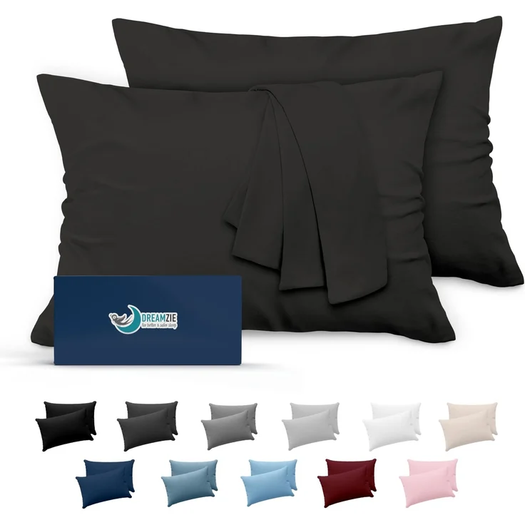 Dreamzie Kissenbezug 40x60 Dunkelgrau 2er Set Mikrofaser Oeko-TEX Zertifiziert Kopfkissenbezug 40x60 Weich