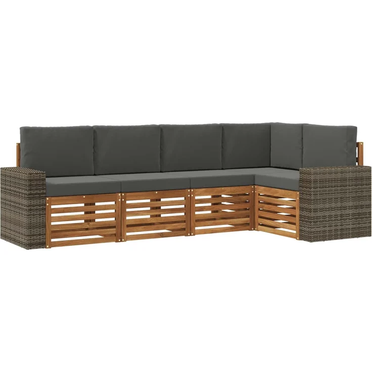 vidaXL Outdoor-Sofagarnitur 5 stk. 5-Sitzer Natur und Anthrazit 3384368 – Bild 2