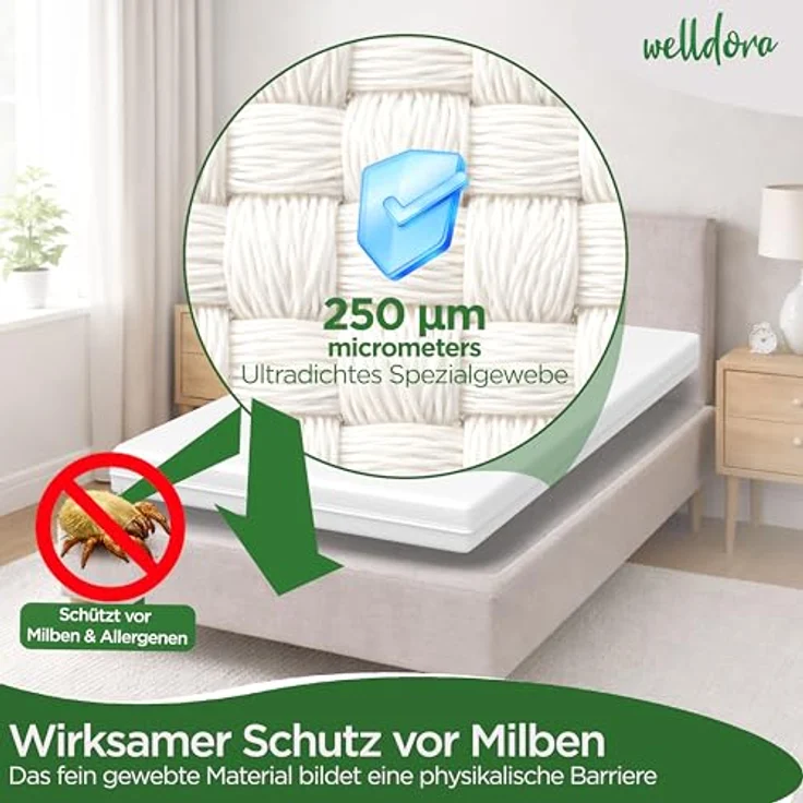 Encasing Premium Milbenbezug Matratzen ǀ Allergiker Matratzenschoner Welldora, fachärztlich getestet, Allergiker Bettwäsche mit Reissverschluss 360° – Bild 4
