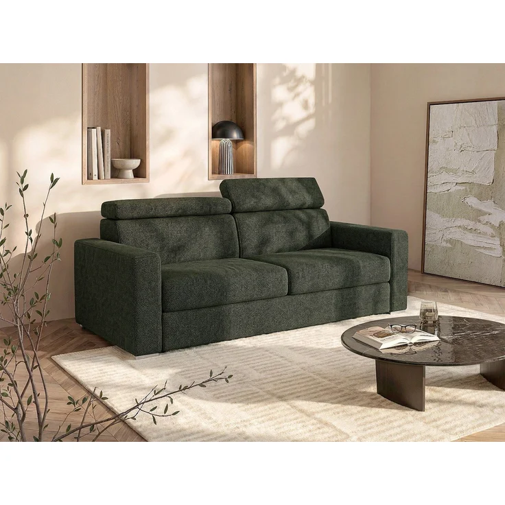 Vente-unique - VIZIR - Schlafsofa - Plastik - Kunststoff (PVC), Metall - Tannengrün - 214 x 223 x 110 cm – Bild 2