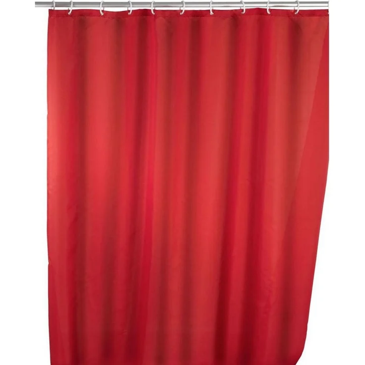 WENKO UNI Duschvorhang 180 x 200 cm, Rot, waschbar – Bild 2