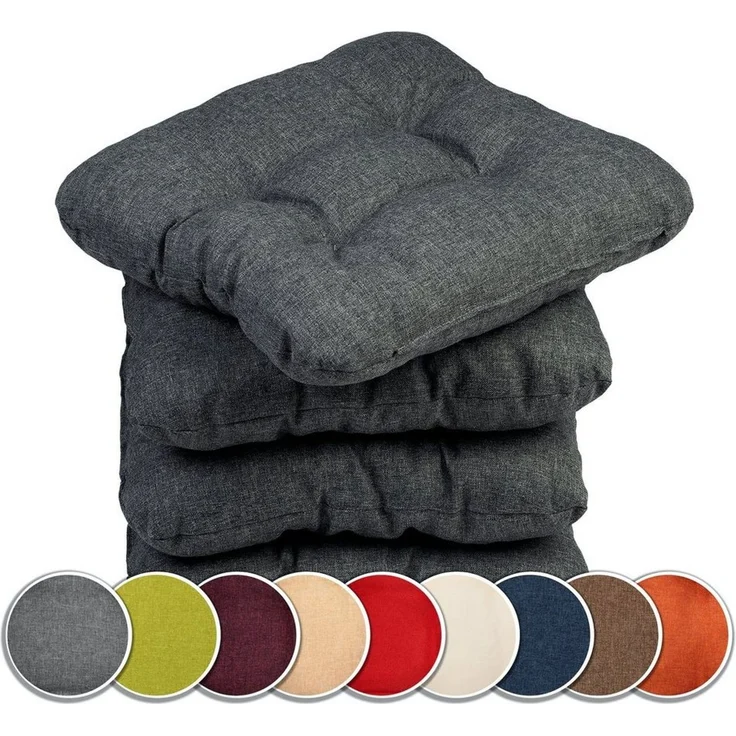 sunnypillow Stuhlkissen 4er Set Stuhlkissen 45x45 cm Bequeme 8cm, Polsterauflage Auflage für Stühle / Bänke – Bild 1