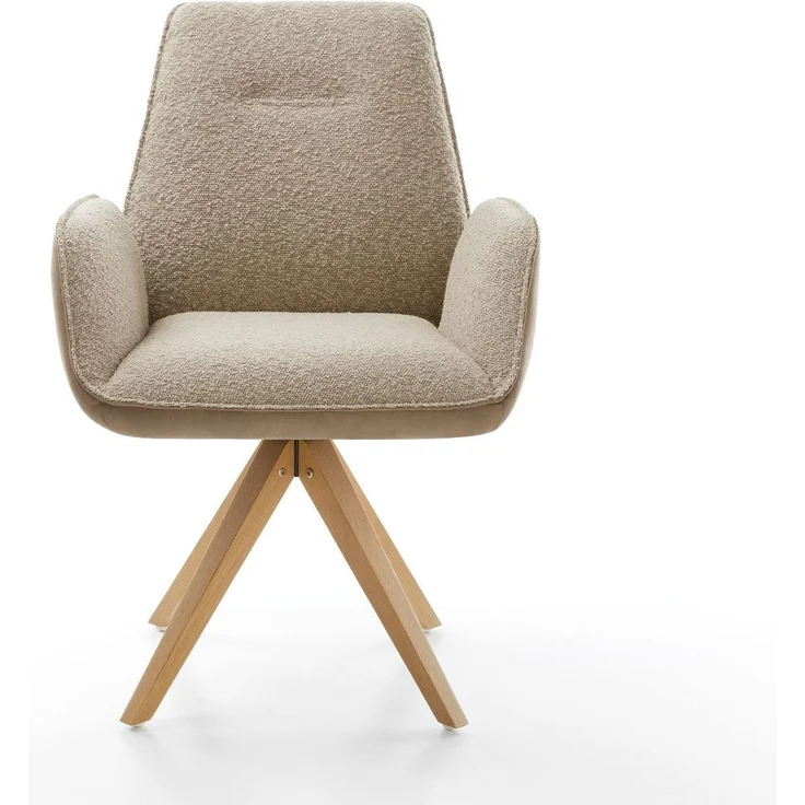 Drehstuhl Zoa-Flex Materialmix Schlamm Holzgestell kantig Weiß 360° drehbar Taschenfederkern – Bild 2