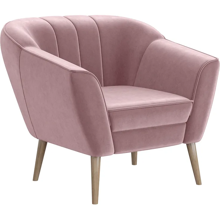 MEBLINI Sofa Sessel für Wohnzimmer - Mini Lounge für eine Person - Loungesessel - Armlehnstuhl - Armchair - KAIA - 1 - Rosa Samt