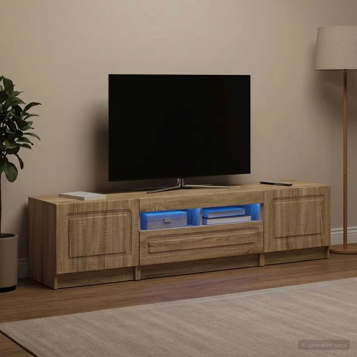 vidaXL LED-TV-Schrank UTRECHT 3 stk. Sonoma-Eiche Holzwerkstoff 3417002 – Bild 1