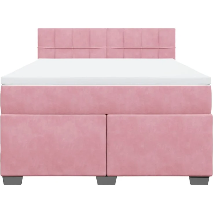 vidaXL Boxspringbett mit Matratze Rosa 140x190 cm Samt 3286311 – Bild 4