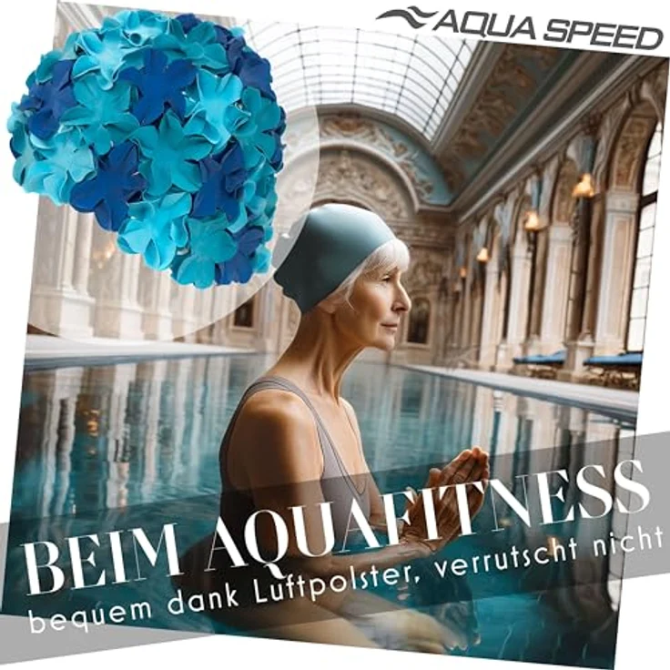 Aqua Speed Badekappe Schwimmkappe mit Blüten-Optik Leicht & dehnbar Lange Haare, Flexibles Design mit 3D-Blüten – Komfort & sicherer Sitz – Bild 6