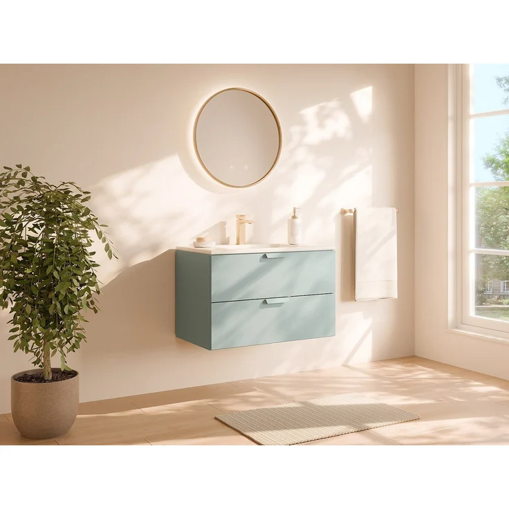 Vente-unique - Hängender Badezimmerschrank mit Einbauwaschbecken – Salbeigrün – B80 cm – AVORELI – Bild 2