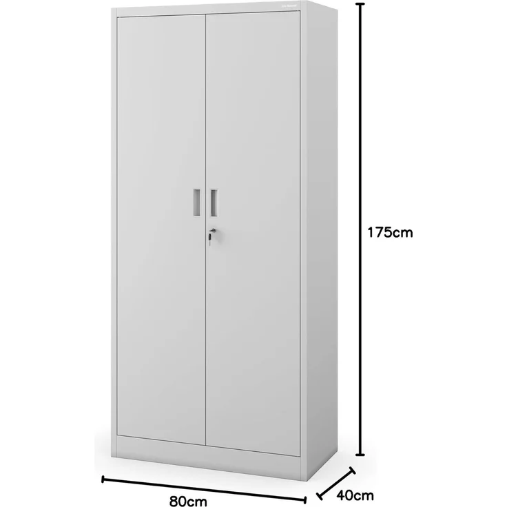 Jan Nowak Metall Spind Kompakt Mit Tür Und Schloss 4 Höhenverstellbare Einlegeböden Robuste Stahlkonstruktion Höhe 1750 mm Tiefe 400 mm Farbe Grau Kompatibel Mit Aufsatz Compact – Bild 3