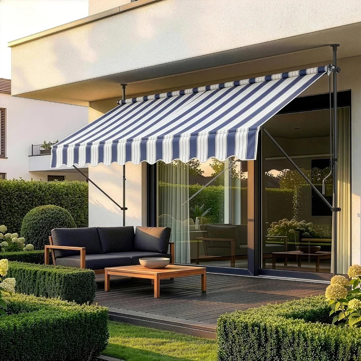Klemmmarkise Stem 250x120x220-309 cm Dunkelblau / Weiß [pro. tec] – Bild 1