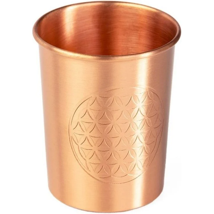 bodhi Becher Kupferbecher, 2er Set, 250 ml Blume des Lebens, Kupfer – Bild 1