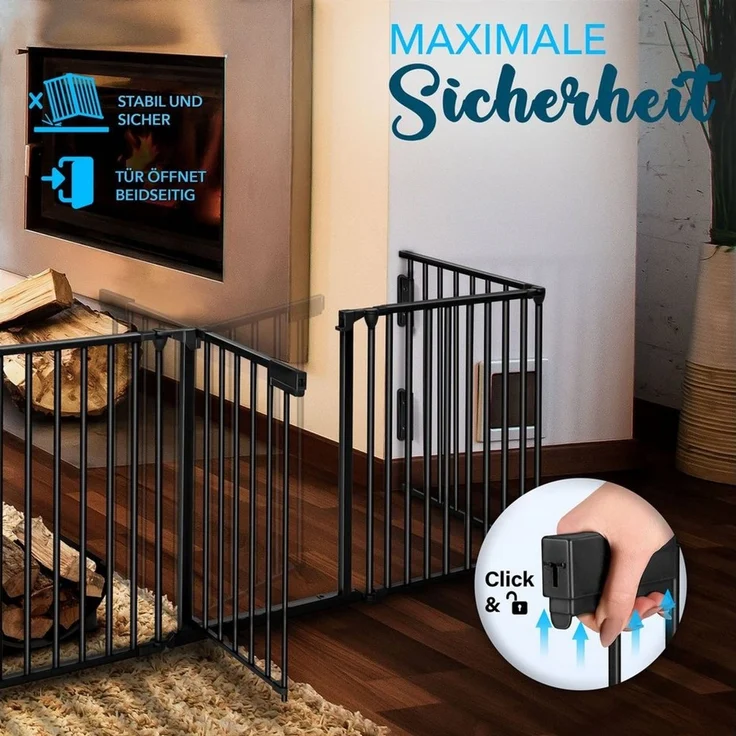 KIDUKU® Kaminschutzgitter Baby Schwarz - 480 cm Länge Absperrgitter Ofenschutzgitter Laufstall Türschutzgitter – Bild 3