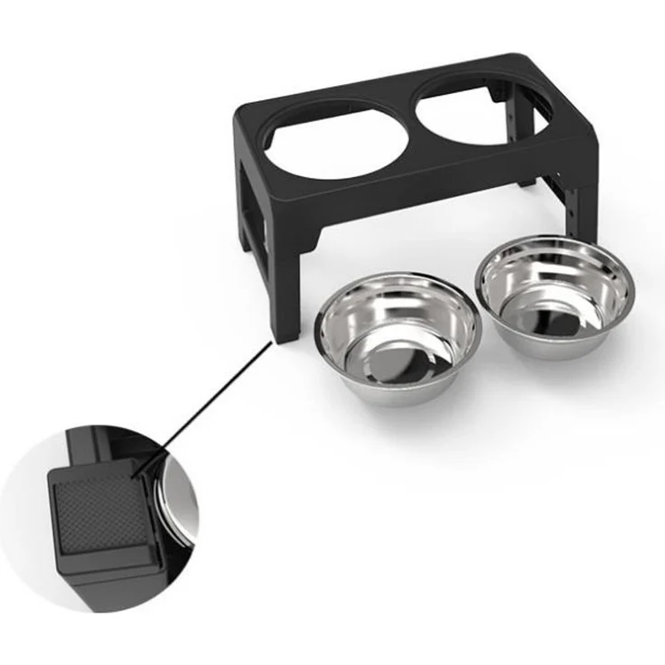 Estexo Hundenapf höhenverstellbar, Edelstahl / Kunststoff silber / schwarz, 44 x 24 x 8 cm – Bild 2