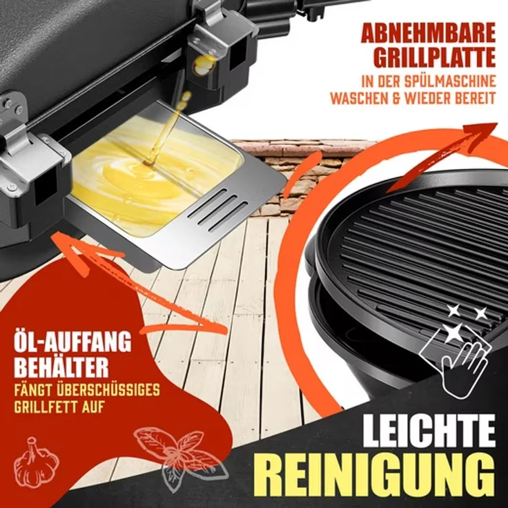KESSER® 2in1 Elektrogrill mit Deckel und Standfuß, faltbar, mit Thermometer und 2 Räder, Aluminium schwarz, 122 x 98 x 57 cm – Bild 2