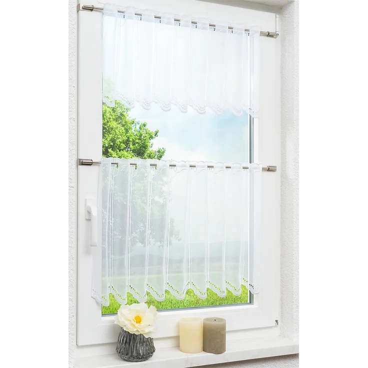 Scheibengardine von Lysel - Bogenmuster (Bx H) 64,8cm * 45cm reinweiß/Weiß – Bild 2