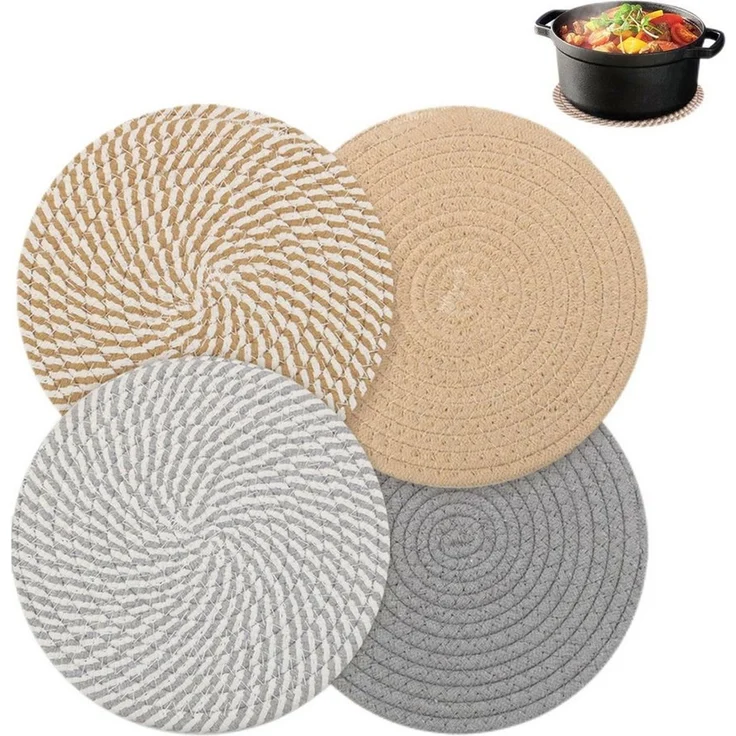 FOUORTUNATE-BEE Getränkeuntersetzer Getränkeuntersetzer 4er Set Runde Topfuntersetzer Hitzeschutz 20 cm, Untersetzer für Töpfe Teekannen Pfannen Küche Tisch Dekoration – Bild 1