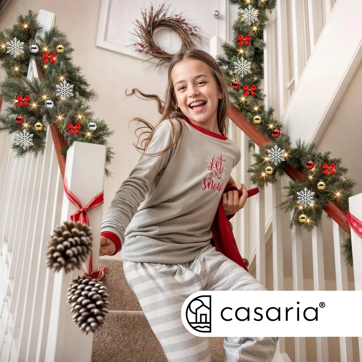 Casaria 2er Set Weihnachtsgirlande 80LEDs mit Deko – Bild 7