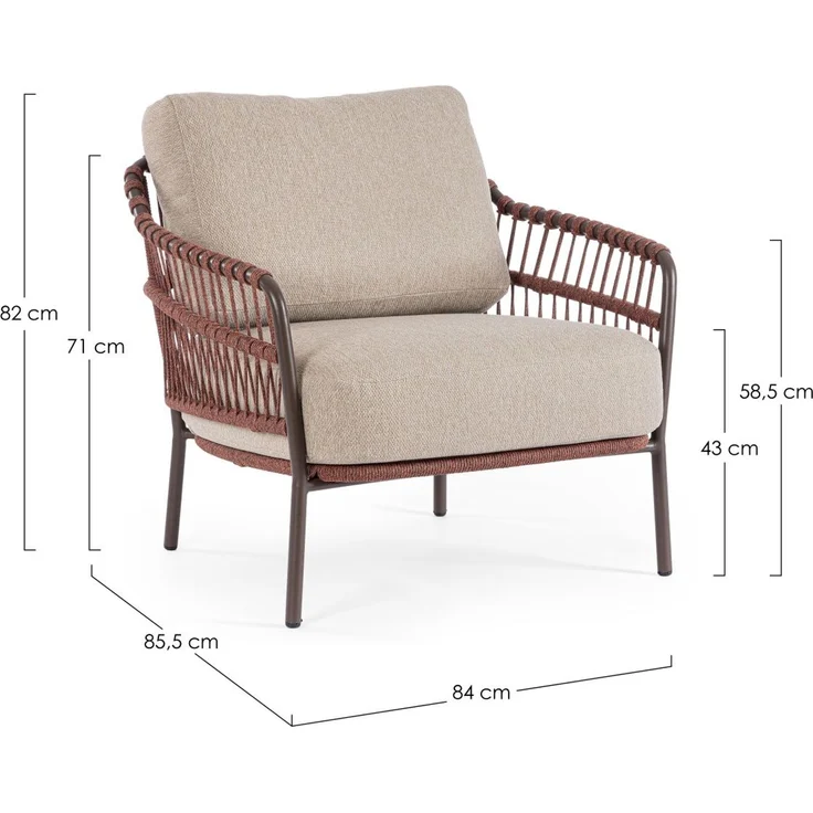 Gartensessel Aitalia aus Metall, modernes Design, Java Rot, gepolstert, abnehmbare Kissen – Bild 3