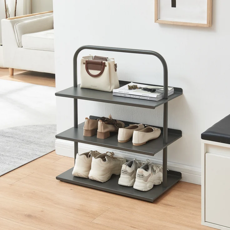 Schuhregal Poytya Stahl 73x60x32 cm Anthrazit [en. casa] – Bild 2