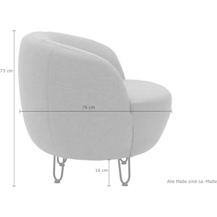 DOMO. collection Sessel Carpa, Polstersessel, Oval, bodenfreies Design, Metall-Drahtfüße in schwarz, Armsessel, Polstergarnitur, 72 x 76 x 72 cm (BxTxH), Altrosa – Bild 3