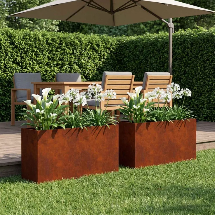 vidaXL Garten-Pflanzgefäß 2 Stk. Rostoptik 80 x 30 x 50 cm 8005609