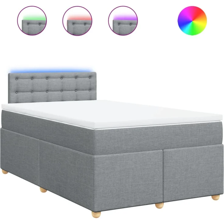 vidaXL Boxspringbett mit Matratze Hellgrau 120x200 cm Stoff 3288961 – Bild 2