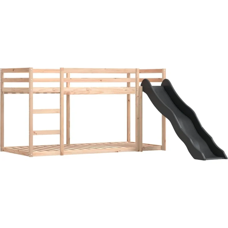 vidaXL Etagenbett mit Rutsche und Gardinen Weiß und Schwarz 80x200 cm 3284116 – Bild 7
